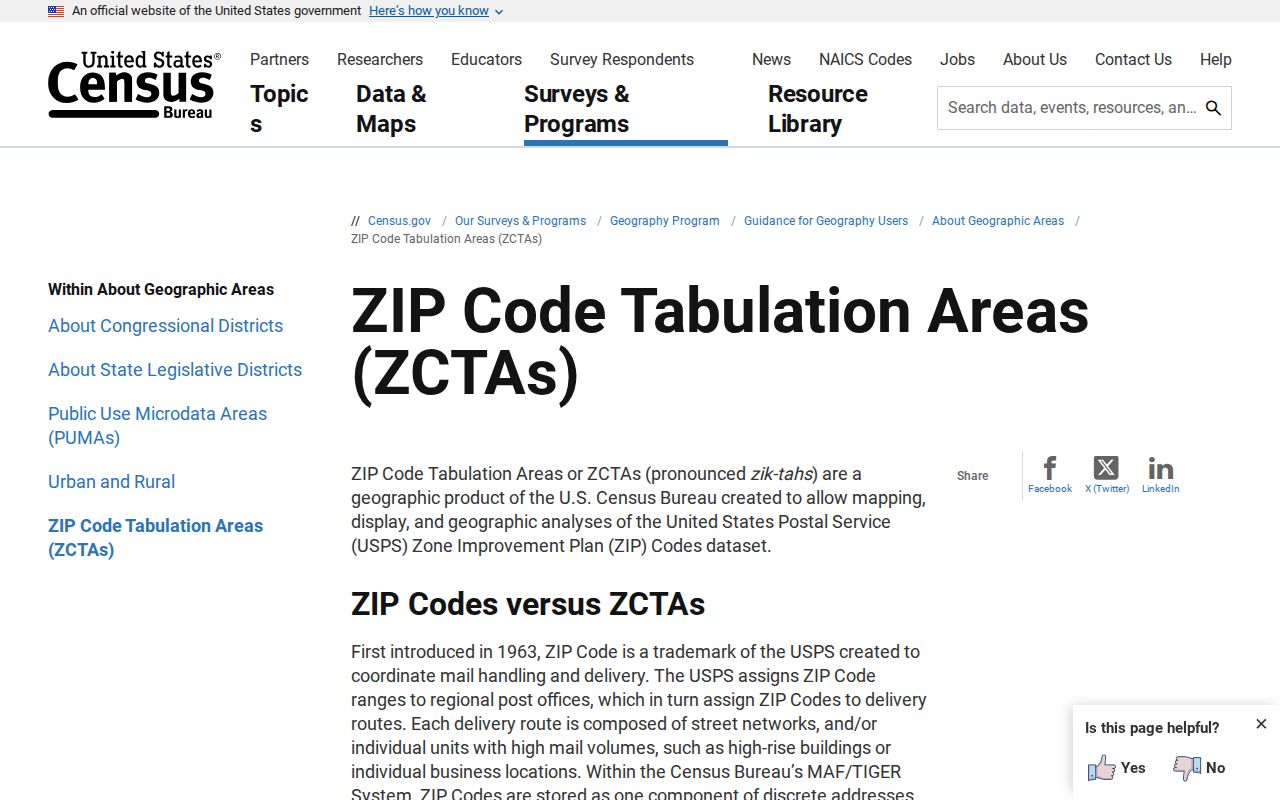 Dane County ZIP code directory Census ZCTA guidance